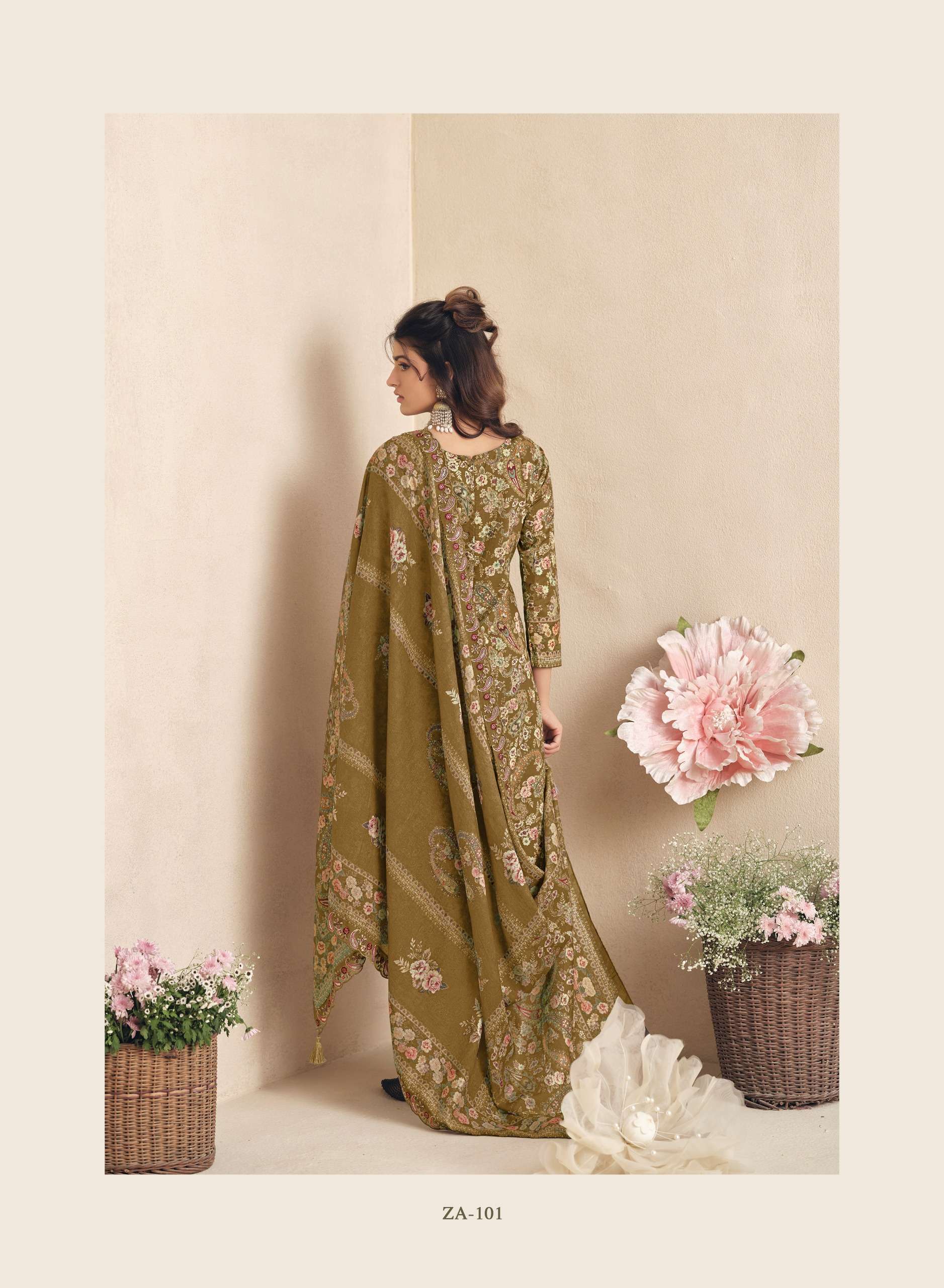 THE HERMITAGE SHOP ZAIRA VOL 2 GIZA PK LAWN EMBROIDERIES SALWAR KAMEEZ AT UNSTITCH BRAND APPAREL